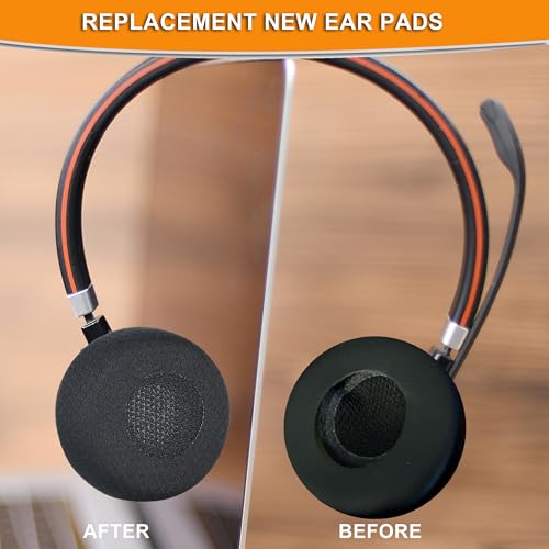Defean Almohadillas para auriculares Jabra Evolve 65 40 30 20 (Tela de malla negra) | Diseño para comodidad todo el día miniatura 5