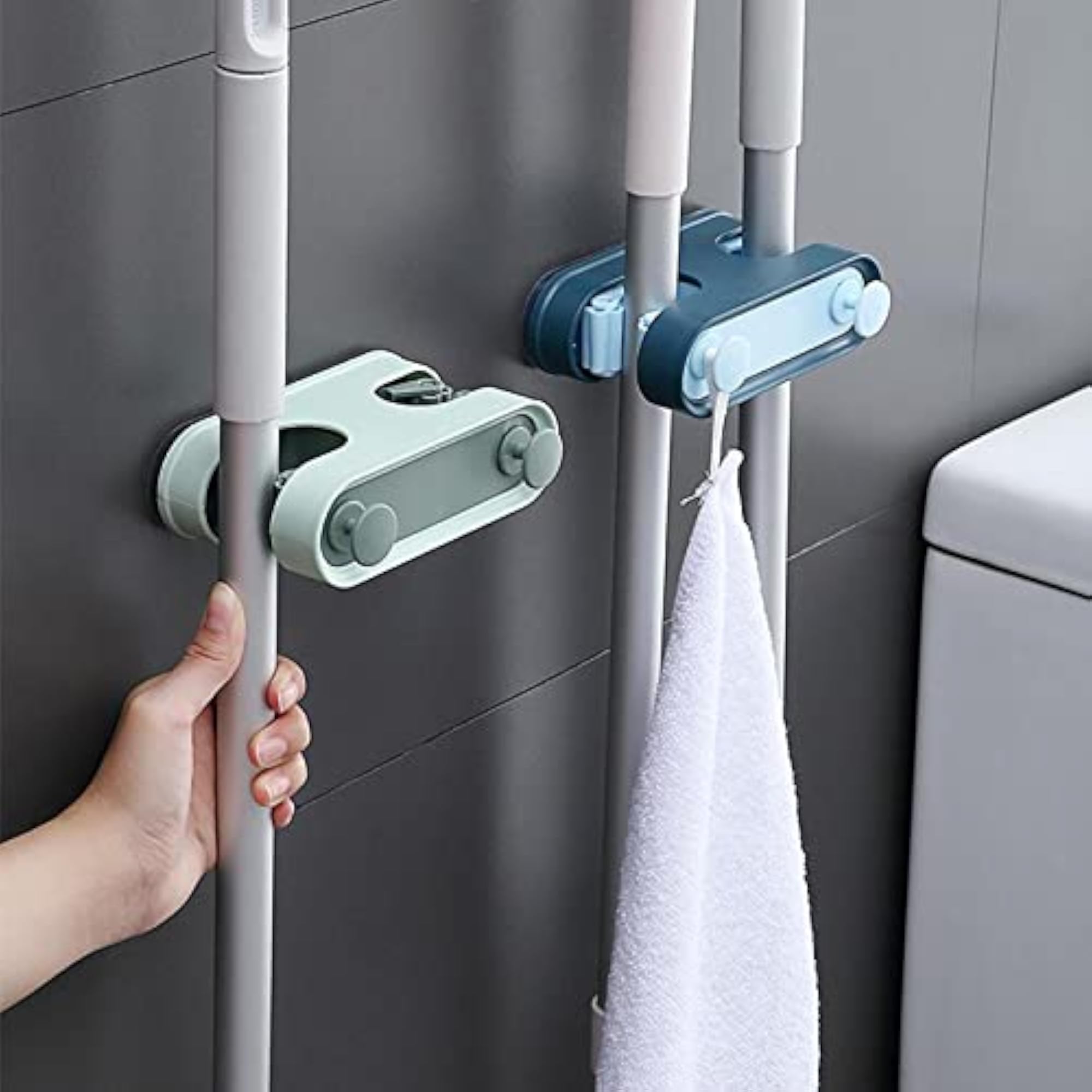 Heavy Duty Broom Mop Holder Wall-Mount Storage Rack