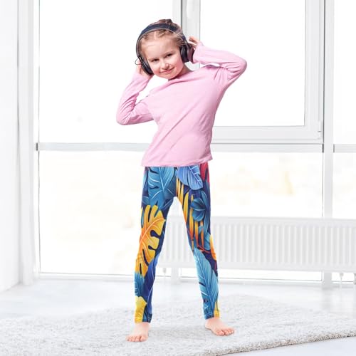 Bolaz Toddler Girls Leggings Printed Yoga Pants Leggings Pink Yellow Leave for Kids4