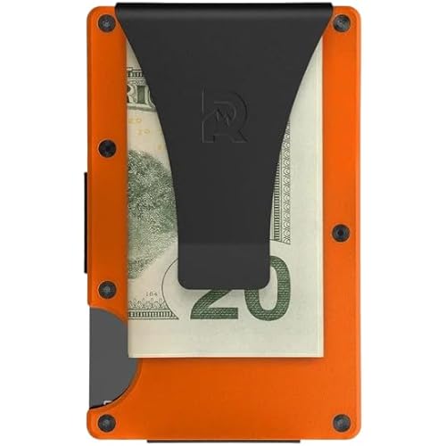Ridge Wallet for Men - Slim Minimalist Compact Wallet and Card Holder, RFID Protected Front Pocket Wallets for Men with Integrated Money Clip (Basecamp Orange)