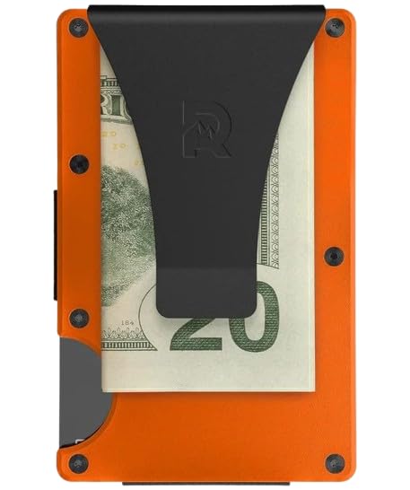 Ridge Wallet for Men - Slim Minimalist Compact Wallet and Card Holder, RFID Protected Front Pocket Wallets for Men with Integrated Money Clip (Basecamp Orange)