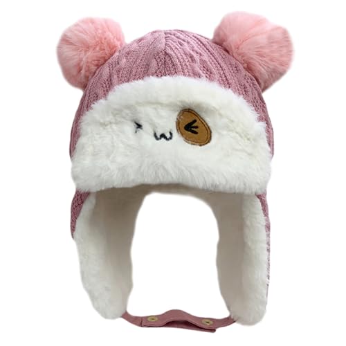 BESPORTBLE Cotton Material Boys and Girls Beanie Earflaps Winter Hat for Boys Girls Pink