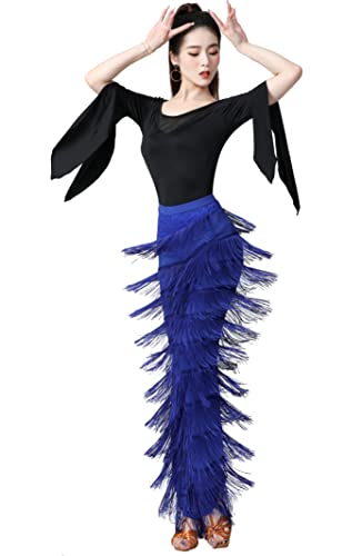 JEZISYMA Women's Tassels Fringe Dance Pants Ballroom Latin Tango Salsa Practice Performance Dancing Costume Pants
