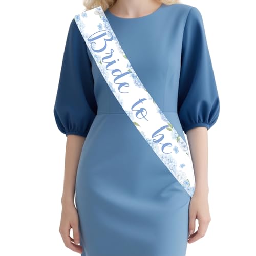 Bride to Be Sash Something Blue Before I Do Sash Dusty Blue Hydrangea Bridal Shower Party Decorations for Women Wedding Engagement Bachelorette Party Supplies