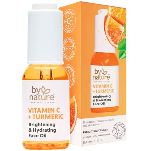 By Nature Hydrating Face Oil - Vitamin C, Turmeric & Plant Squalane Nourishes Skin for Radiant Vitality & Health Glow, for Women & Men, 1 Fl Oz