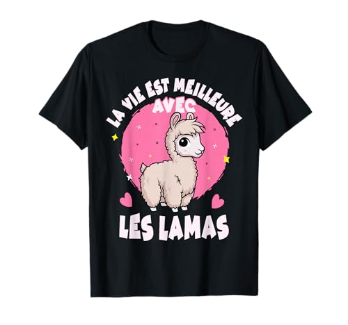 Idée Tee Shirt Lama Enfant Femme Fille Vie avec les Lamas T-Shirt