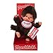 Sekiguchi 255177-Originale Ragazzo Monchhichi, in Peluche, Bavaglino Rosso e Bianco, Circa 20 cm, Colore Marrone, 0, 255177