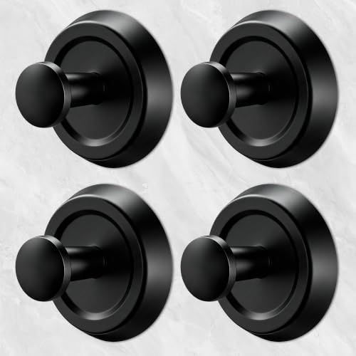 Depecal Drill-Free Suction Cup Hooks for Shower, Stainless Steel 4PCS Black | Wa...