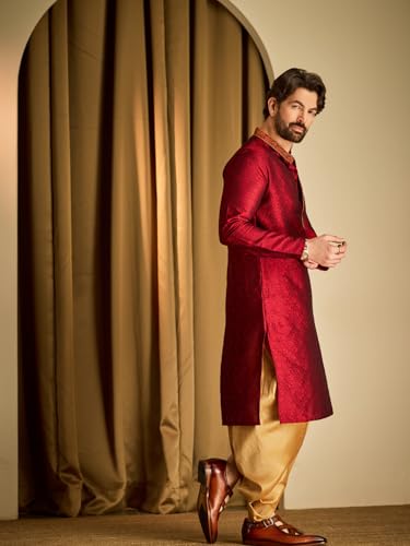 Image of SOJANYA Men's Silk Blend Solid (Since 1958, Kurta & Dhoti Set