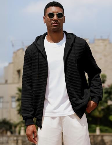 JMIERR Men’s Jacquard Plaid Hoodie Long Sleeve Drawstring Casual Hooded Sweatshirts Jackets with Pockets4