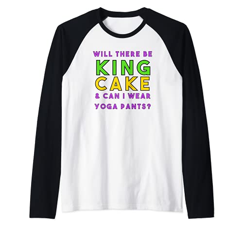 Will There Be King Cake And Can I Wear Pantalones de Yoga Mardi Gras Camiseta Manga Raglan