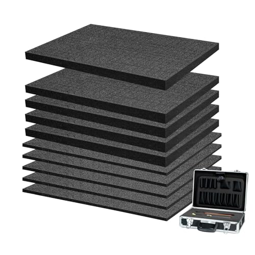 10 Stück Schaumstoff Zuschnitt 400 x 300 mm Vielseitige Schaumstoffeinlage für Werkzeug- und Kamerakoffer,Werkzeugeinlage zum selbst zuschneiden Höhe 25mm&10mm
