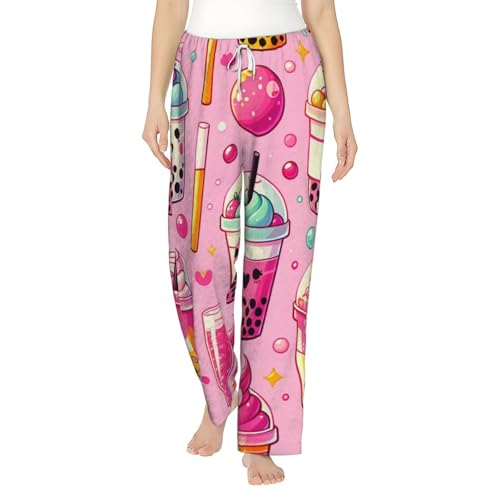 Pantalon de pyjama en polaire Milk-Tea-Joy pour femme en flanelle douce