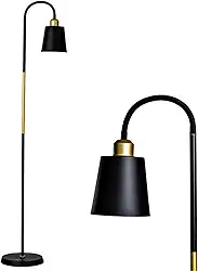 Abajur de chão detalhe em cobre luminaria de piso curva luminária chão articulada (Preto)