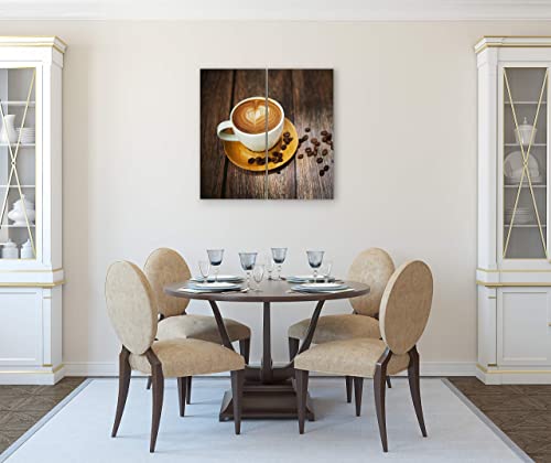 Coffee Canvas Wall Art Decor - 2 Piece Set, Decorative Multi Panel Split Prints - 24X24 Cafe Latte Picture For Living Room, Kitchen, Bedroom, Office & Home Decor Gift #TOP3