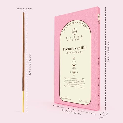 French-Vanilla-Incense-Sticks-Organic-Hand-Dipped-100-Sticks-with-Natural-Herbs-Aromatic-Ingredients-Burn-Time-45-to-60-Minutes-Incense-for-Positivity-Meditation-Relaxation-Spiritual-Gift