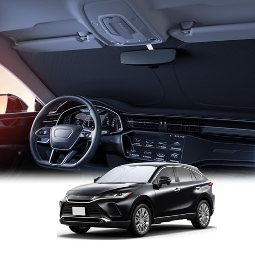 【6層断熱素材】 Lamicall トヨタ ハリアー60系 HARRIER 60 H25.12～H29.5 フロントガラス サンシェード: 車サンシェード 日除け 車 クルマ フロントサンシェード, 車用 フロントガラス サンシェード 折り畳み式 カーシェード 断熱 カー用品 遮光 遮熱 uvカット 紫外線遮蔽 擦り傷防止 断熱素材 暑さ対策 頑丈 収納ポーチ付き