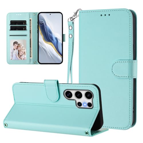 Étui Samsung S22 Plus menthe protège écran et cartes portefeuille rabat magnétique