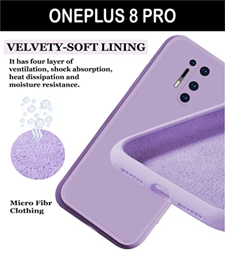 Image of A rtistque Liquid TPU Silicone Matte Shockproof Flexible with Camera Protection Soft Back Cover Case for OnePlus 8 Pro - Purple