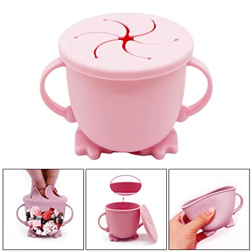 Image of ATORSE Spill-Proof Baby Kids Toddler Baby Silicone Snack Cup with Lid Snack Bowl Pink|Baby | Feeding | Other Baby Feeding