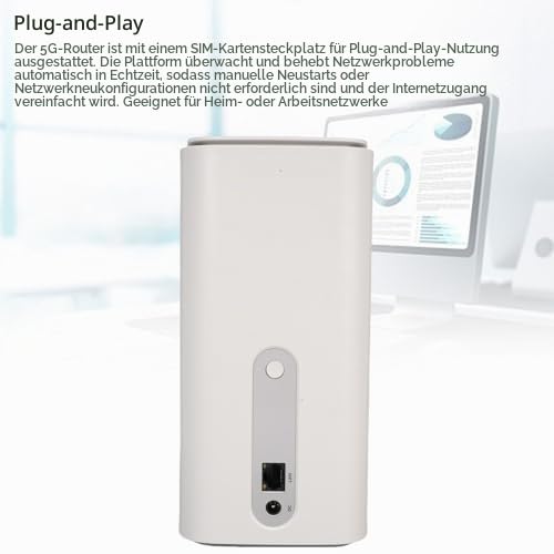 XUMIUZIY 5G CPE Router mit SIM Kartensteckplatz, Dualband WiFi 6 Wireless Router für Heimbüros, 4,67 Gbit/s Hochgeschwindigkeit, Integrierte Antennen, Unterstützung für NSA SA (EU-Stecker)