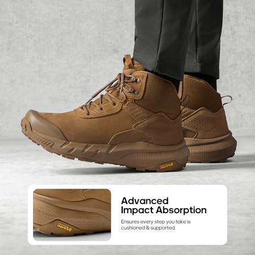 NORTIV 8 Men's Waterproof Military Tactical Work Boots Leather Motorcycle Combat Lightweight Non-Slip Hiking Boots for Men VaporGuard,Size 11,Coyote,SNMT246M