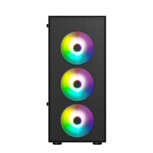 Image of Ant Value VM40 ATX Computer Case /Gaming Cabinet - Black | Support ITX | Pre-Installed 3 Front & 1 Rear Rainbow Fans