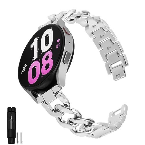 KQZunguo Metal Band Compatible with Samsung Galaxy Watch 6&5&4 40mm 44mm/Watch 5 Pro 45mm/Watch 6 Classic 43mm 47mm/Watch 4 Classic, 20mm Stainless Steel Adjustable Replacement Wristband for Women Men