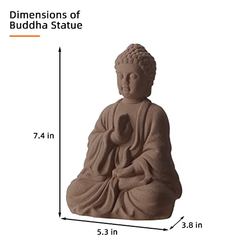 Ceramic Buddha Statue For Home Decor, Smile Seated Buddha With Sand Blasting Surface For Meditation Altar Table, Spiritual Living Room Sculpture, Yoga Room, Outdoor Zen Garden, East Asian Décor #TOP6