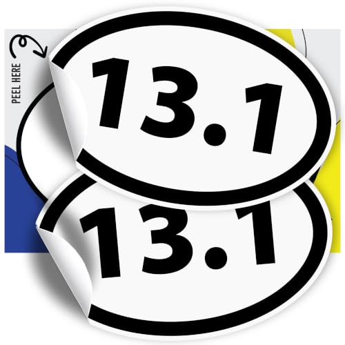 Image of 13.1 Half Marathon Sticker Oval, Running Stickers, 5.5x3.5 Inches, 2 Pack, Sticker for Car, Window, Bumper, 13.1 Half Marathon Gifts, Car Decals, Made in USA
