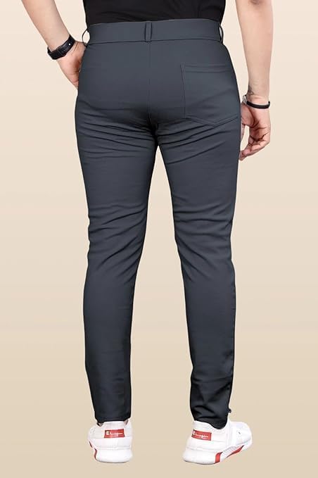 Image of Men's Slim Fit Casual Trousers Combo Pack of 2 | Stretchable Formal Pants for Men | Mid Rise Smart Office & Casual Wear Ankle Length Trouser