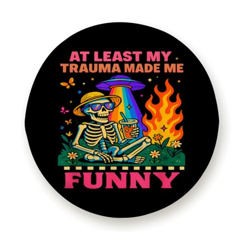 Trauma Made Me Funny Skeleton Coffee Spicy Halloween Gag Men Cute Camper Spare Tire Cover Waterproof Wheel Cover Universal Fit 15 inch
