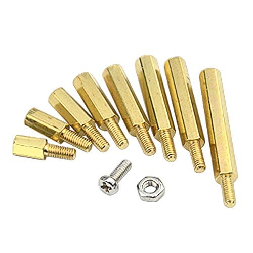 280pcs M2.5 Brass Male-Female Spacer Standoff Screw Nut Assortment Kit and Stainless Steel Screw Nut Set