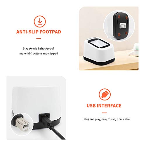 Lector de código de barras con cable Docooler USB y escáner QR omnidireccional 4