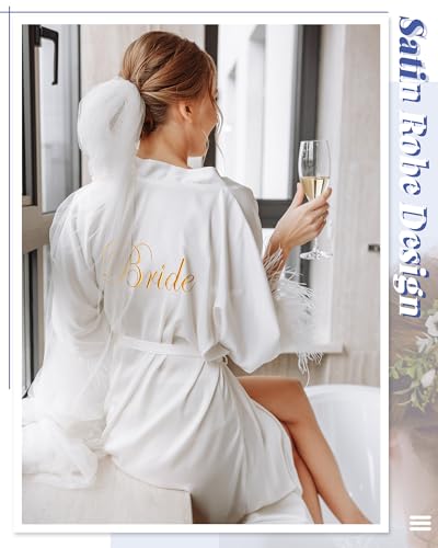 Image of Jecery 7 /12 Pcs Bridesmaid Robes Bride Kimono for Wedding Day Satin Embroidered Bridal Party Robes