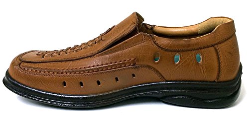 A1V2751B Men's Dress Sandals Closed Toe Elastic Gores Huarache Loafer Slip-on Casual Shoes Black, Tan4