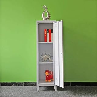 Panana pal Office Standing Filing Storage Cabinet Metal Cupboard Lockable Unit 1 Door 3-Tier (White)