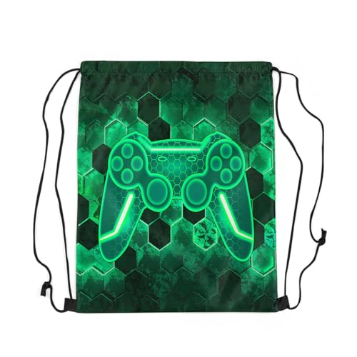 Mochila com cordão hexagonal Honeycomb Gamer, Verde favo de mel, 13'X16'
