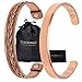 Copper Bracelets for Arthritis - Therapy Magnetic Bracelets for Men and Women with 6 Powerful Magnets - Effective and Natural Relief for Joint Pain and Arthritis (Set of 2 Plain with Braided Inlay)