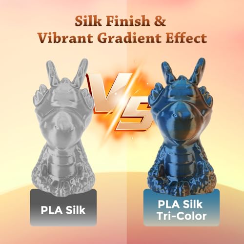 Image of VOXELAB Silk Tri-Color PLA Filament 1.75mm for 3D Printer, Rainbow Multicolor Silk PLA 1KG (2.2lbs) Spool, High Precision + /- 0.03mm, Smooth & Shiny 3D Printing Filament,Orange Blue Green