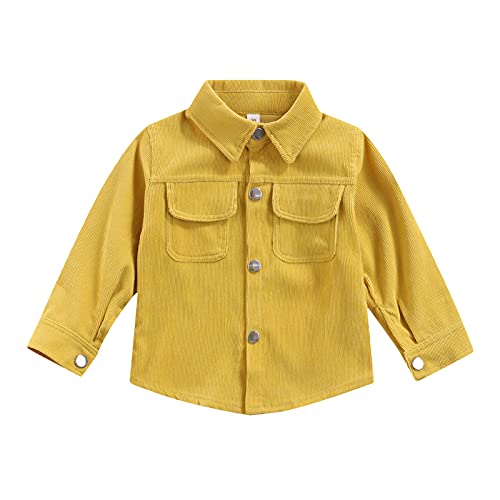One opening 1-6T Toddler Boy Girl Corduroy Jacket Coat Button Down Outwear Shirts Cool Cardigan Blouses Coat Outfits Kids Clothes (Yellow B, 6-12 month)