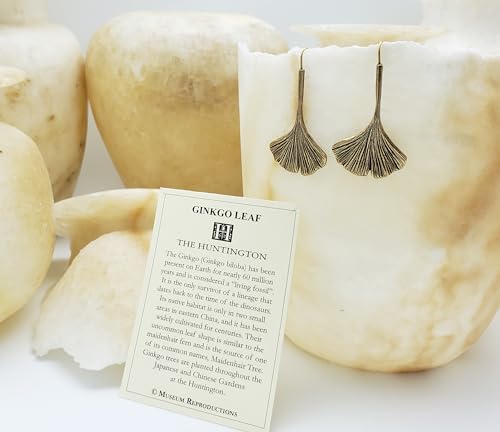 Ginkgo Leaf Earrings - Antique Gold Plated - Museum Reproductions - Made in USA2