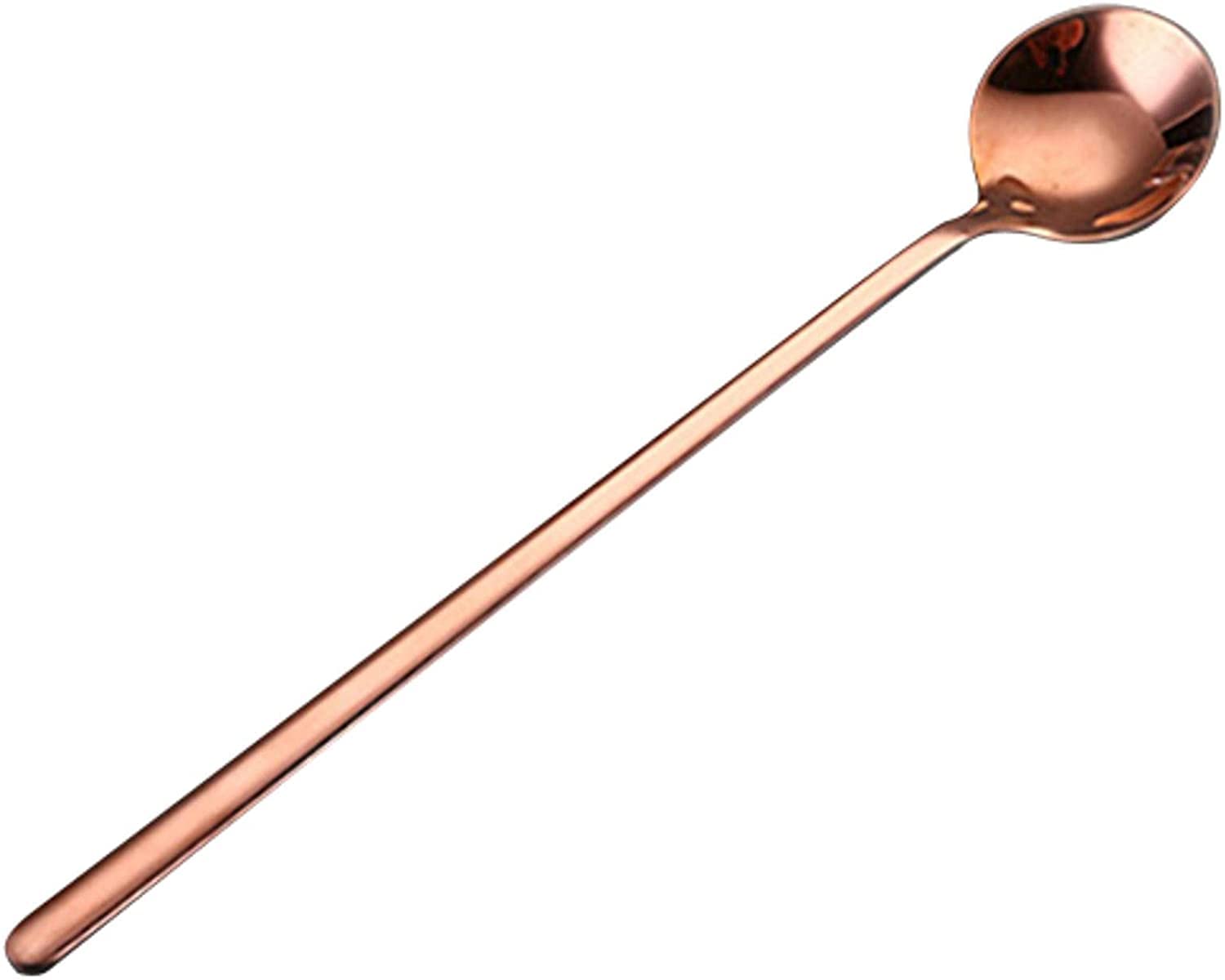 Löffel Restaurants Langer Griff Rührer Löffel Bunte Edelstahl Tee Kaffee Cocktail Mischlöffel Eislauflöffel, 12 Stück Esslöffel Hause(12pcs Rosegold Spoon,13cm)