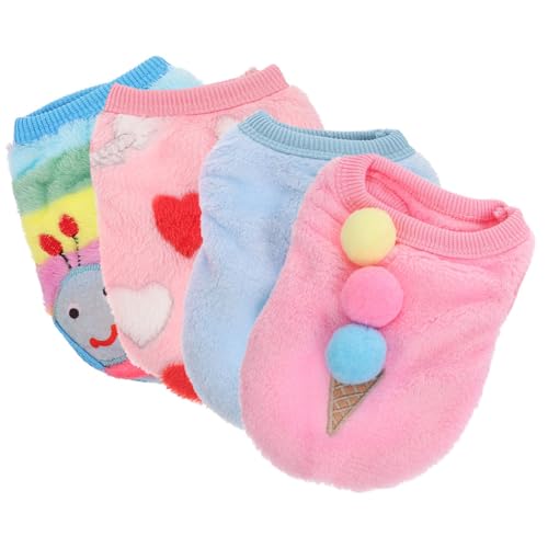 SHINEOFI 4 Piezas Ropa para Perro Cálida de Invierno con Diseños Creativos y Transpirables Conjunto de Disfraces para Cachorros Pequeños XXS Prendas Cómodas y Divertidas para Mascotas