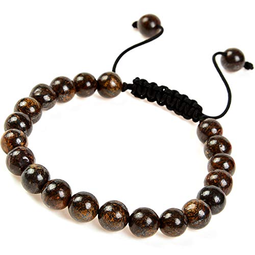 Image of MASSIVE BEADS Natural Healing Power Gemstone Crystal Beads Unisex Adjustable Macrame Bracelets, 6mm, Stone, brazanite