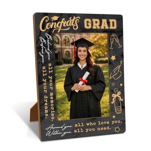 XQLSR Graduation Photo Frame Class of 2026, Inspirational Keepsake Gift for High School, College or University Graduates, Perfect for Bedroom Desk Dorm Room Decor