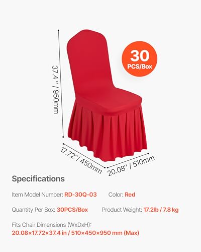 Image of VEVOR Chair Covers, Polyester Spandex Chair Cover, Stretch Slipcovers for Wedding Party Dining Banquet Flat-Front Chair Covers (Red-d, 30PCS)