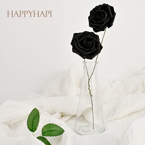 Happyhapi 50Pcs Artificial Flowers Roses Bulk Black Foam Fake Roses With Stems For Wedding, Bridal Shower Decorations Fake Flowers Centerpieces Tables Decorations #TOP2