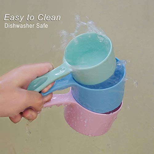 Super Design Sturdy Melamine Food Scoop for Dogs Cats Birds, Measuring Cup, Long Comfortable Handle, 1 Cup