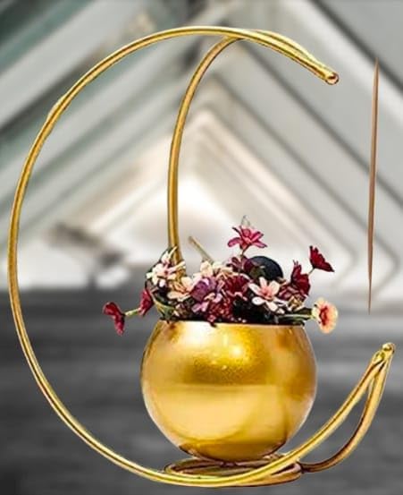 Flower Vase with Gold- Designer Moon Shape Vase Gold Metal Moon Shape Flower Pot, Table Decorative Flower Pot Home Decor vase-image-39
